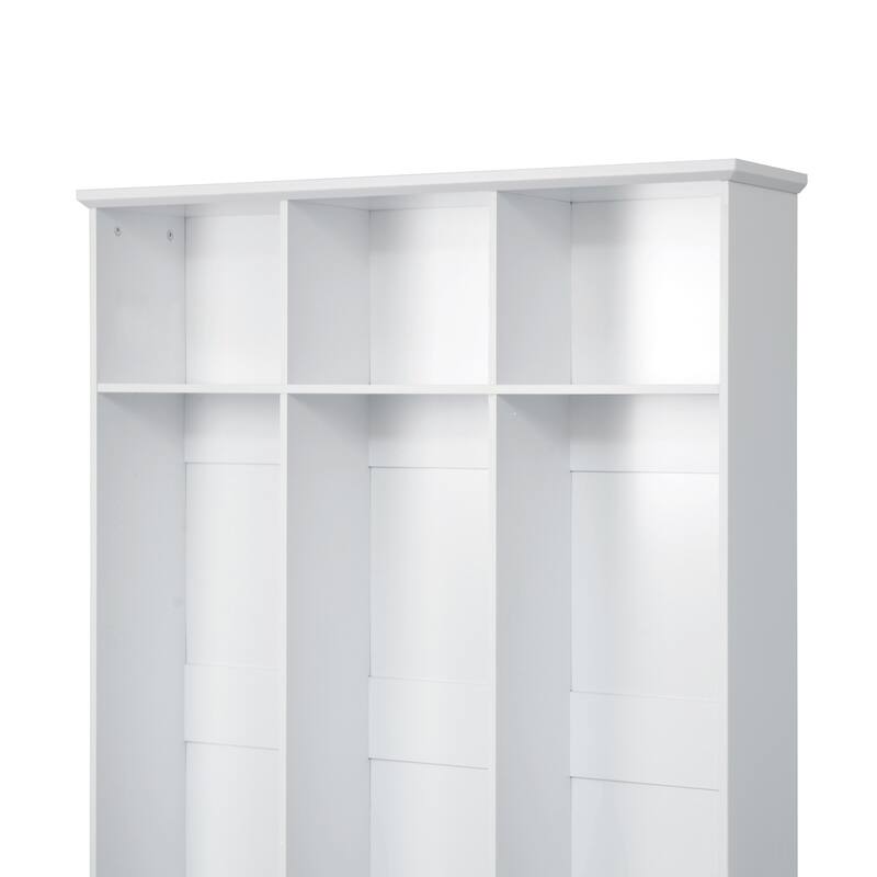 Modern Coat Rack with Storage Bench Entrance Bench with 3 Shelves and Drawers, for Hallway Entryway Living Room