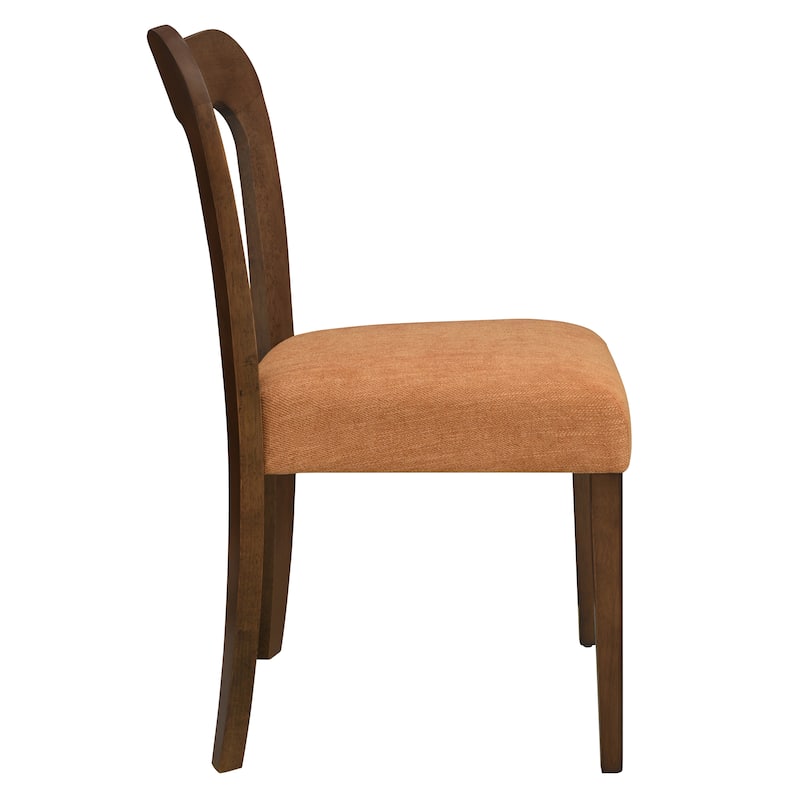 Set of 2 Modern Dining Chairs with Rubberwood Frame and Upholstered Seats - Open Back Armless Design