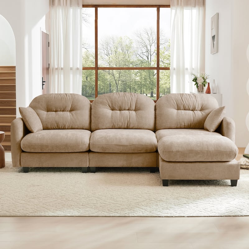 GDF Studio - Amori Modular Modern Chenille L-Shaped Sectional Sofa with Ottoman and Tufted Cushion Backrest