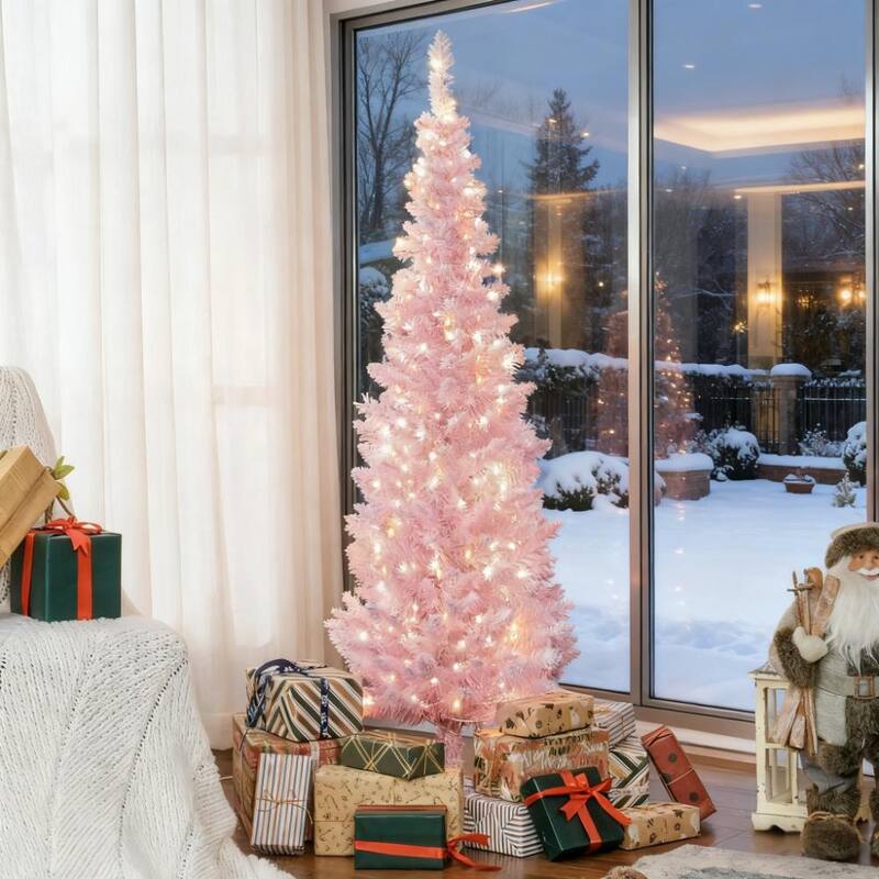 Pink 5ft Pencil Christmas Tree