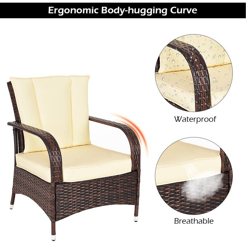 3PCS Outdoor Patio Rattan Wicker Furniture Set