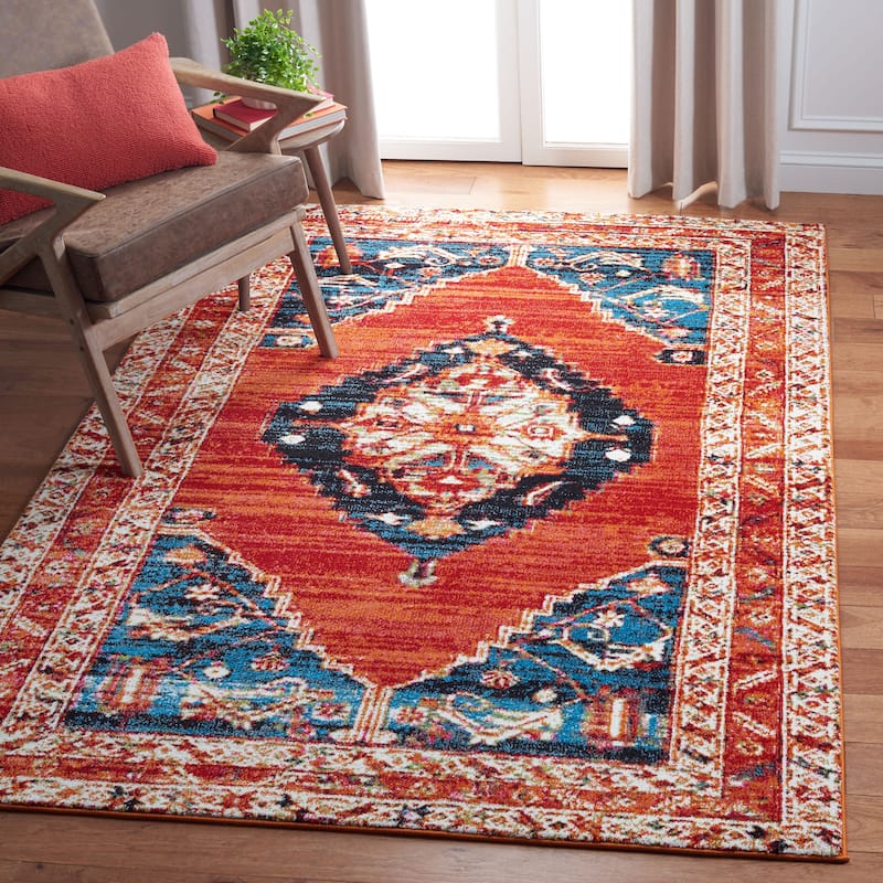SAFAVIEH Vintage Hamadan Lucile Traditional Medallion Rug - 2'7" x 5' - Red/Navy