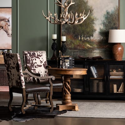Mesquite Ranch Bonded Leather and Faux Cowhide Accent Chair - 30 x 24 x 42