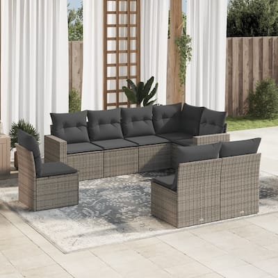 vidaXL Garden Sofa Set Grey PE rattan Large Modular Garden Sofa Set - 24.4 x 25.8 x 27.2