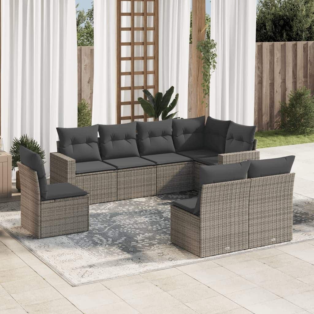 vidaXL Garden Sofa Set Grey PE rattan Large Modular Garden Sofa Set - 24.4 x 25.8 x 27.2