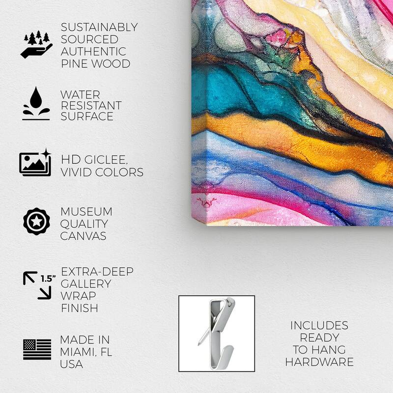 Wynwood Studio Abstract Colorful inside Petals Pink and Pastel Yellow Modern & Contemporary Wall Art Canvas Print