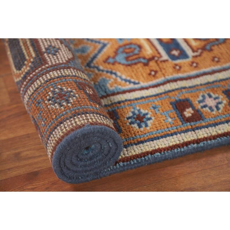 Geometric Kazak Runner Rug Hand-Knotted Wool Carpet - 2'6" x 7'10"