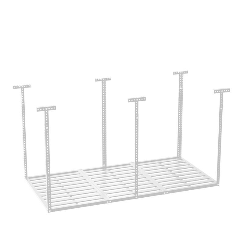Overhead Garage Storage Rack, Heavy Duty Adjustable Ceiling Mounted Storage Racks, 750LBS Weight Capacity, Black - 4ft x 6ft - White