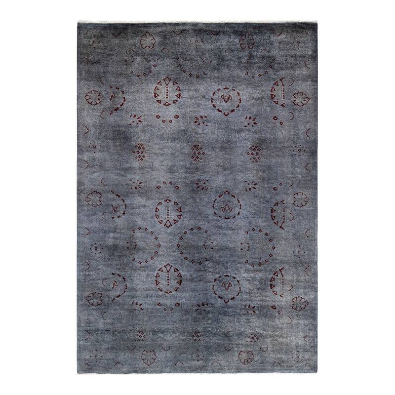 Overton Hand Knotted Wool Vintage Inspired Modern Contemporary Overdyed Gray Area Rug - 5' 2" x 7' 6"