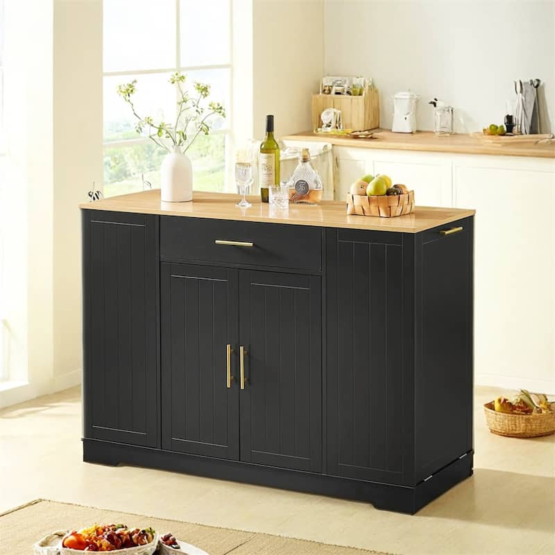 53'' Kitchen Storage Islands with Drawers and Trash Can Storage