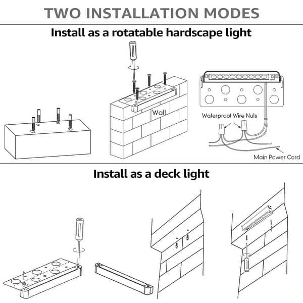 dimension image slide 1 of 2, 7" LED Retaining Wall Lights Swivel, Low Voltage Hardscape Lighting - 8PACK