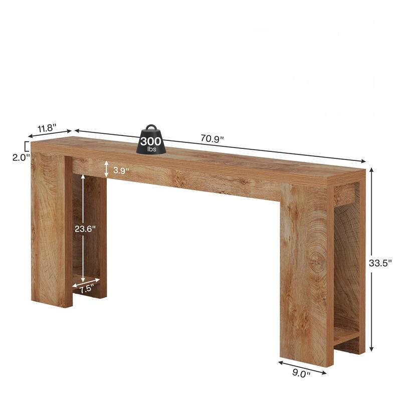 70.9" Extra Long Farmhouse Console Table - Narrow Wood Entryway Sofa Table Behind Couch, Rustic Accent Table