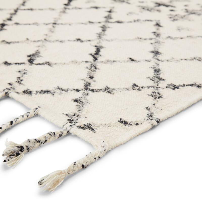 Salita Handmade Geometric Ivory/ Black Area Rug