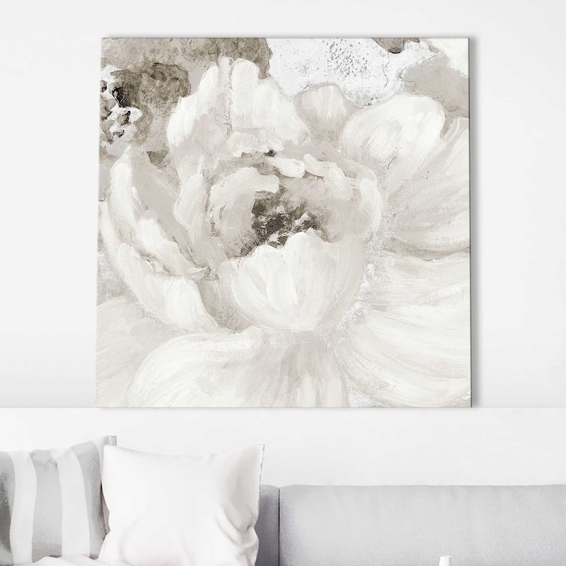 "Light Grey Flowers I" Print on Canvas