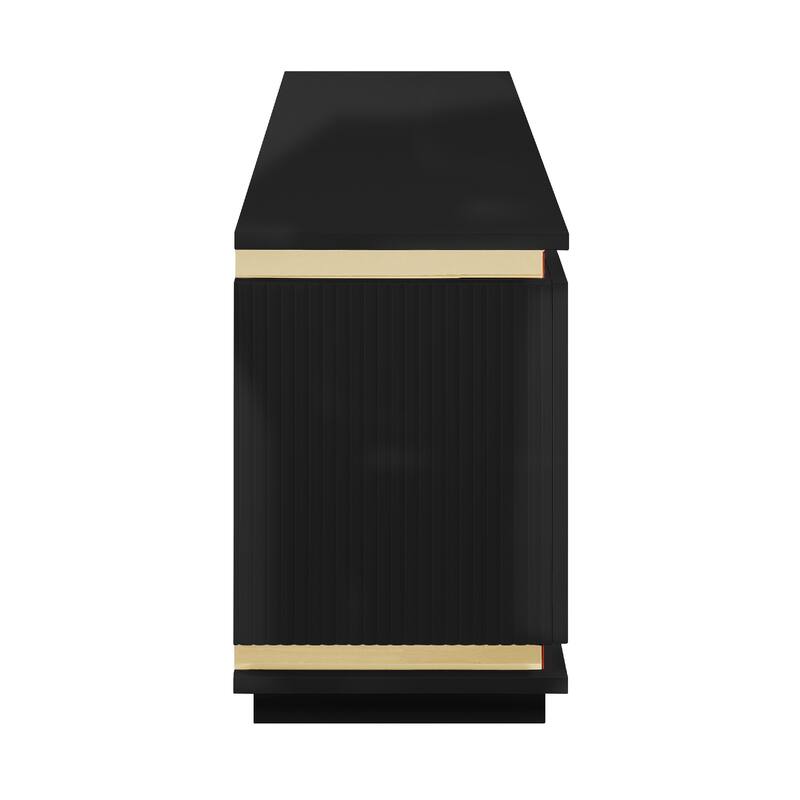 Stan TV Stand Cabinet, 7 Color Fireplace, Speaker, 71 Inch Black