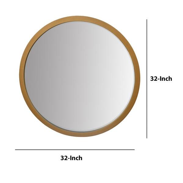 32 Inch Round Wooden Frame Floating Wall Beveled Mirror 68 H x 88 W x