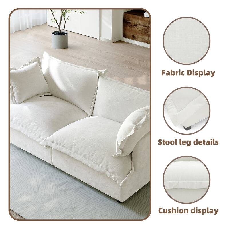 80"W Upholstered Chenille Comfy Cloud Couch Modular Sectional Sofa