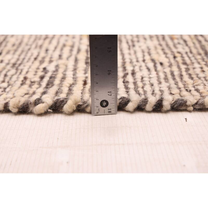 ECARPETGALLERY Braid weave Sienna Grey Wool Kilim - 9'0 x 11'10