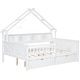 preview thumbnail 7 of 26, Full Size House Platform Bed with LED Light, 2 Drawers & Storage Shelves, Wooden House-Shaped Daybed Sofa Bedframe w/ Guardrail