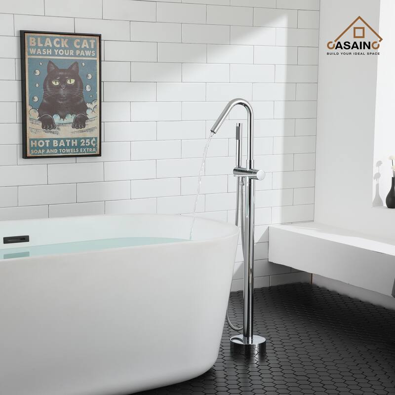 CASAINC Freestanding Single-Handle Bathtub Faucet with Hand Shower