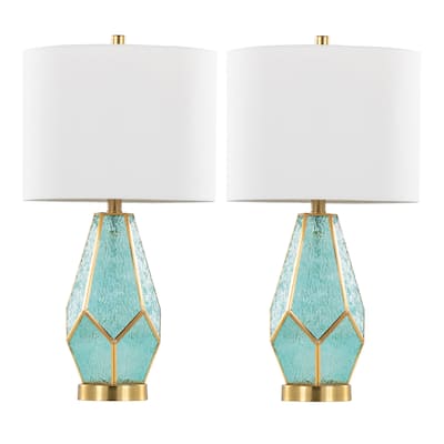 Geo Rain Glass 25" Table Lamp - Set of 2