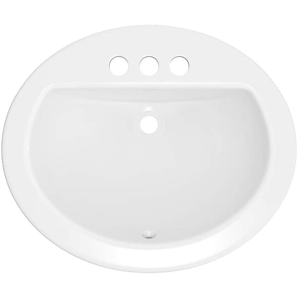slide 1 of 1, PROFLO PF19164 Rockaway 19" Oval Vitreous China Drop In Bathroom Sink White