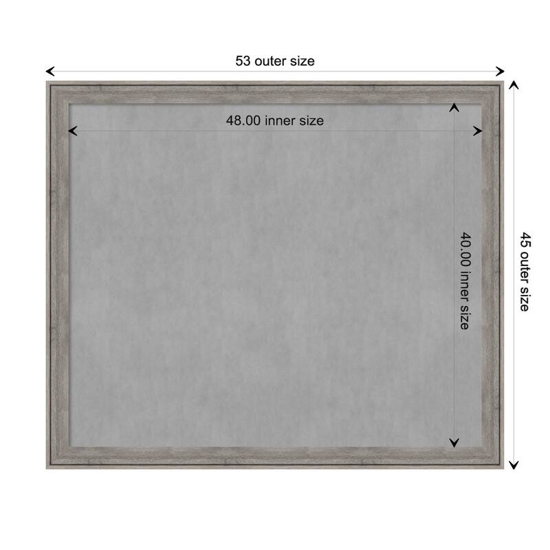 Amanti Art Regis Barnwood Grey Framed Magnetic Board - Board Size 48x40
