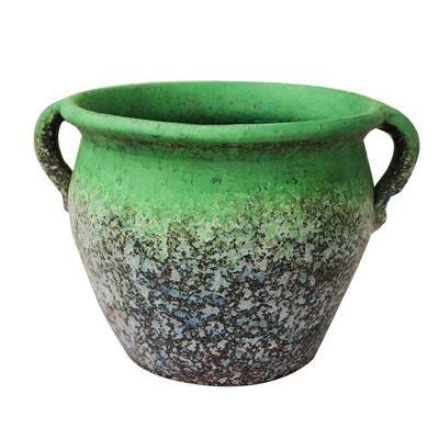 Teal Earthen Ware Terracotta Vessel/Planter with Handles - 9.25"x6.5"