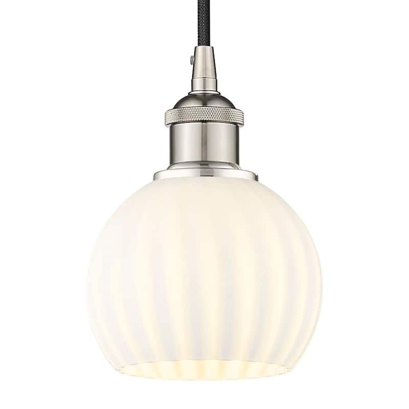 Innovations Lighting 616-1P 8 6 White Venetian Pendant White Venetian - Polished Nickel