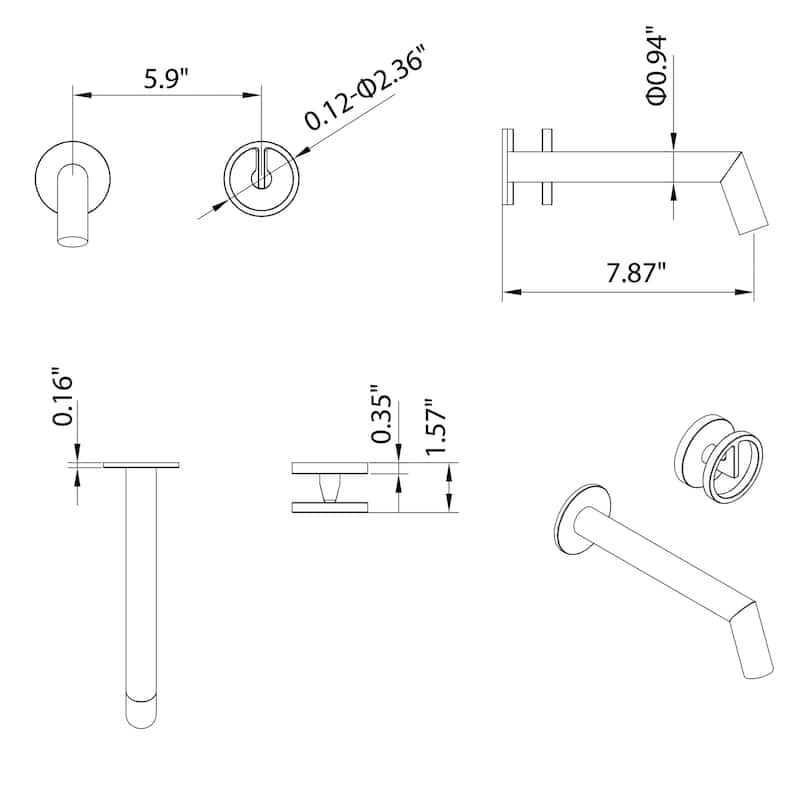 Solid Brass Single Handle Or Double Handle Wall Mounted Bathroom Faucet