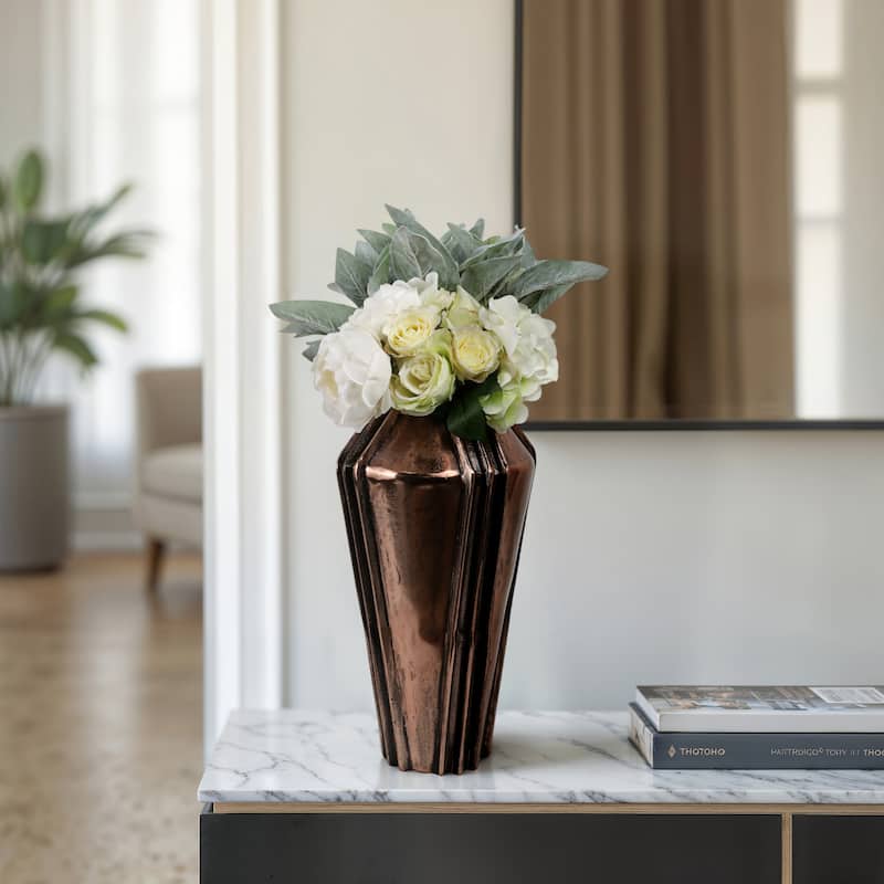 Metal Vase Decorative Accent Piece Modern Design for Home Office Decor