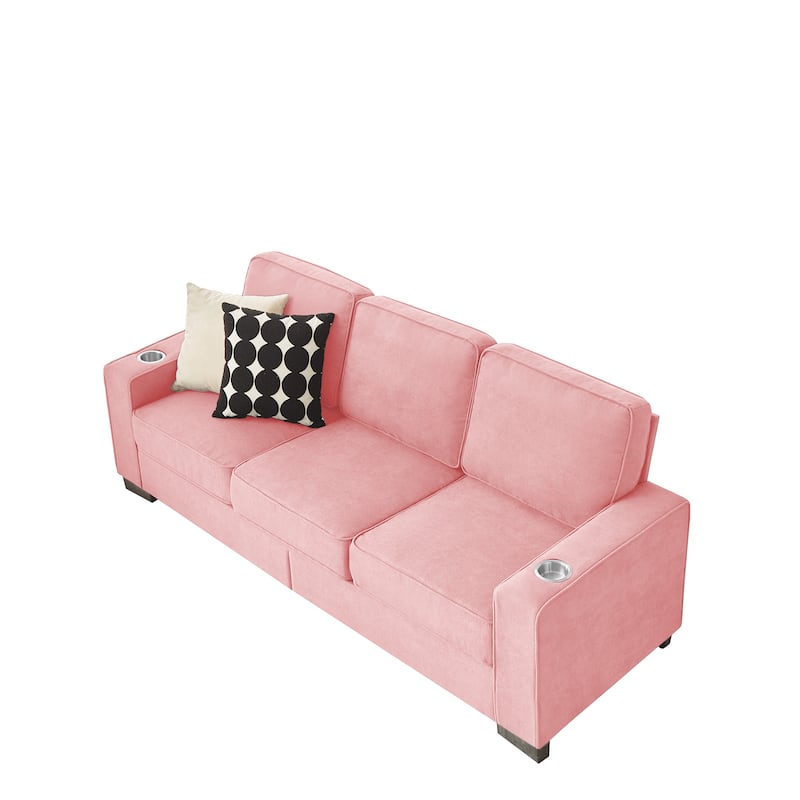 83.86"Snowfleece Fabric sofa,Modern Compressed Couch,3-Seater Sofa,Furniture