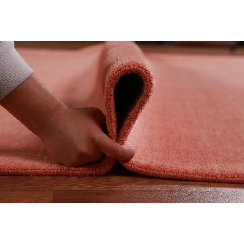 Hand Knotted Oriental 100% Wool Carpet Modern Solid Pink Gabbeh Area Rug - 11' 10'' X 8' 11''