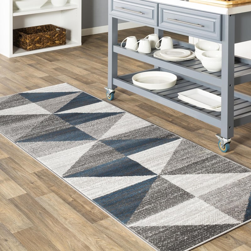 Livabliss Monte Carlo Mid-Century Modern Geometric Area Rug - Sky Blue - 2' 7" x 7' 3"