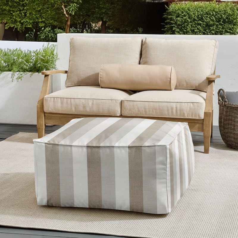Sorra Home Sunbrella Outdoor Corded Bean Pouf - Direction Linen