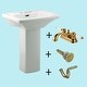 preview thumbnail 7 of 8, Child Size Pedestal Sink - White with 4" Center Set Faucet Holes, Sink Drain With Overflow and P Trap Renovators Supply