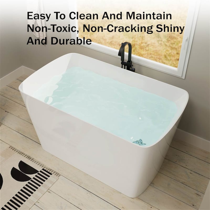 47" L x 27" W Freestanding Acrylic Small Japanese Soaking Bathtub without Seat