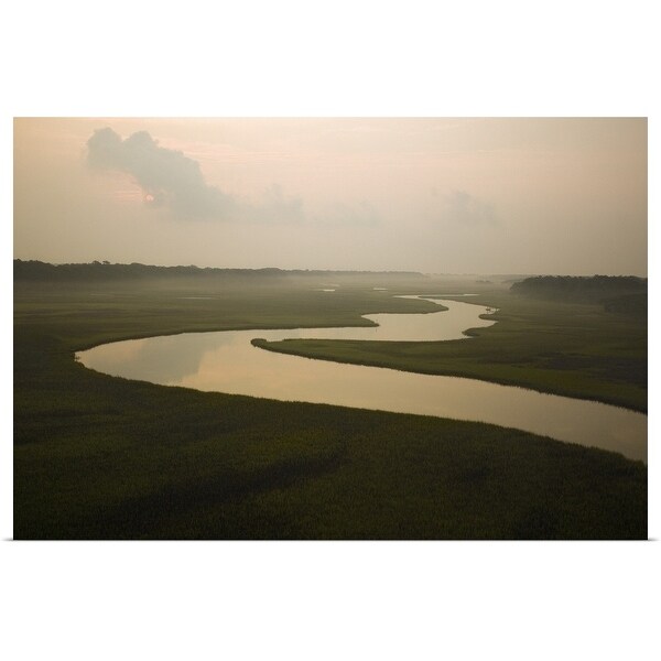"Meandering coastal waterway at dawn, Bald Head Island, North Carolina" Poster Print