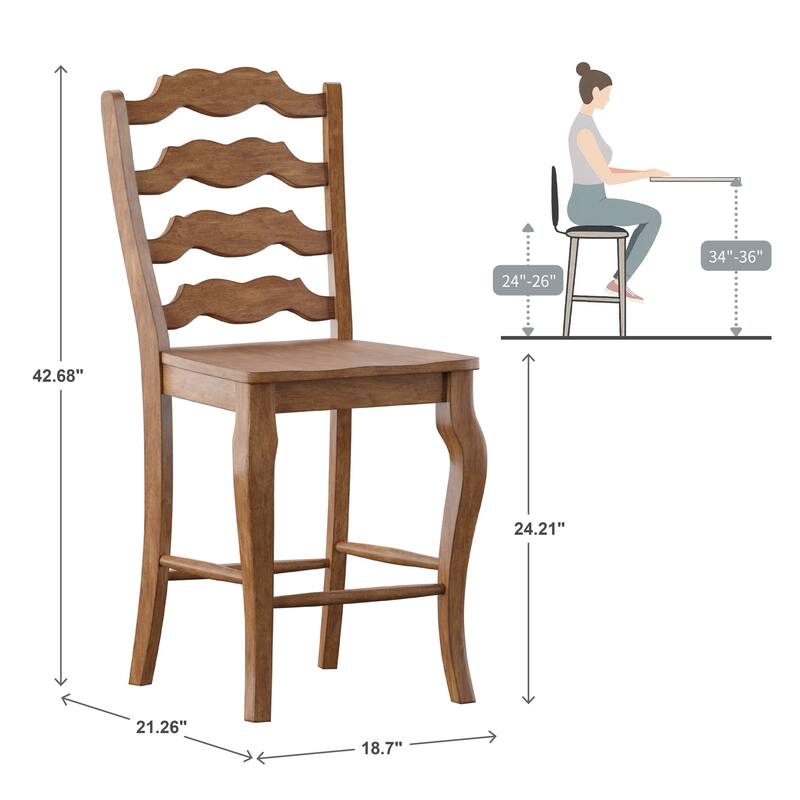 Eleanor French Ladder Back Wood Counter Chair (Set of 2) by iNSPIRE Q Classic