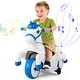 preview thumbnail 3 of 25, Gymax 12V Kids Ride on Unicorn Toy w/ Training Wheels Music One-button Blue