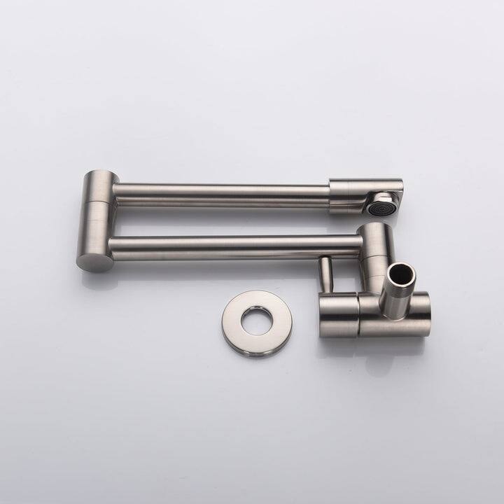 Brushed nickel wall mount pot filler faucet solid brass folding kitchen faucet single hole two handls - 7'9" x 10'10"