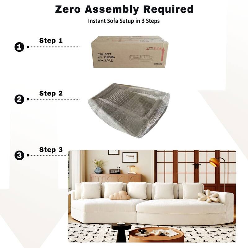115.7" Modern Upholstered 2-piece Modular Sectional Sofa with 5 Pillows