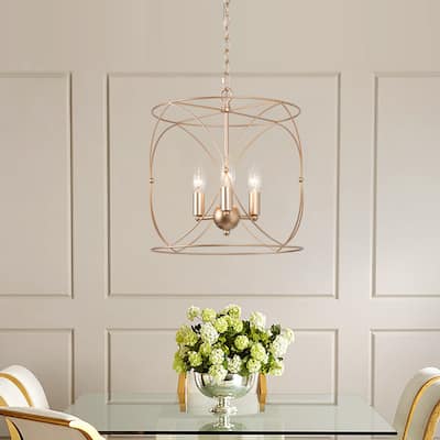 Holla Modern Farmhouse Chandelier Champagne Bronze Lantern Metal Pendant for Kitchen Island - D13" X H 14"