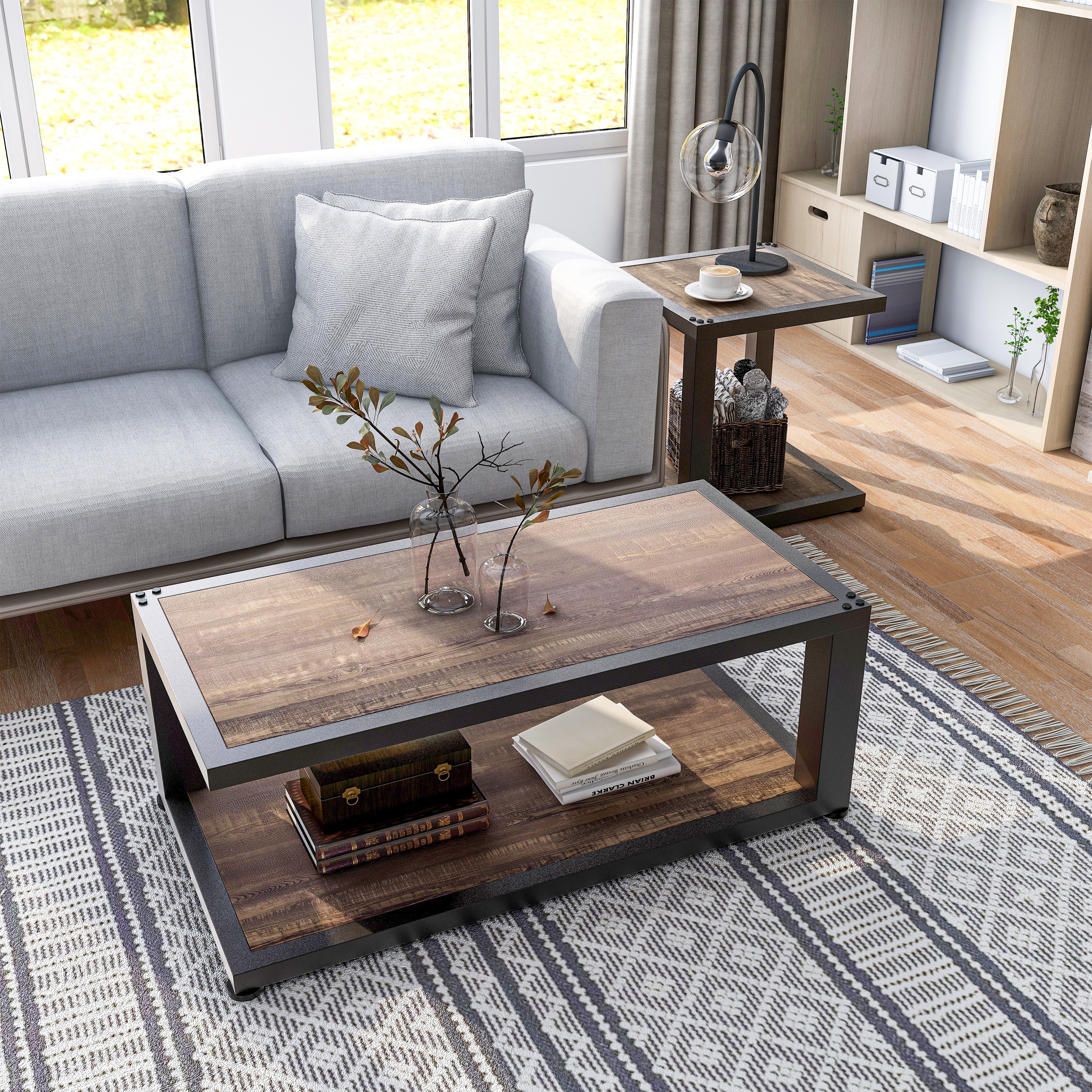 Dark walnut coffee table set new arrivals