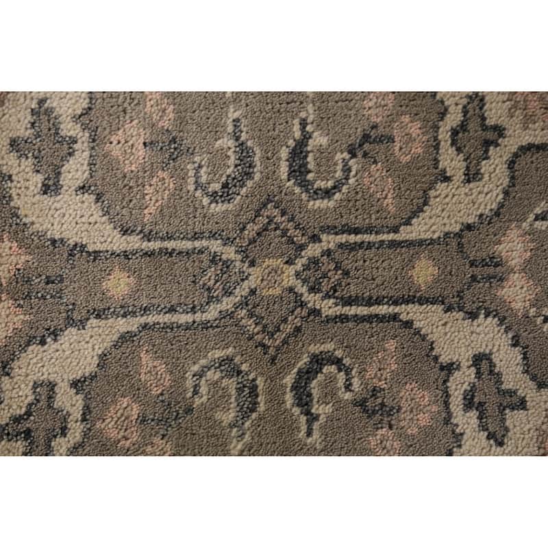 Gray & Ivory Oushak Indian Runner Rug Handmade Wool Carpet - 2'6"x 9'9"
