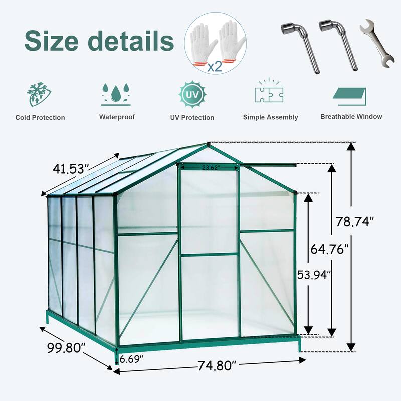 Thanaddo Walk-In Greenhouse for Vegetables Flowers Plants with Sliding Doors - 99.8 x W 74.8 x H 78.74 inch