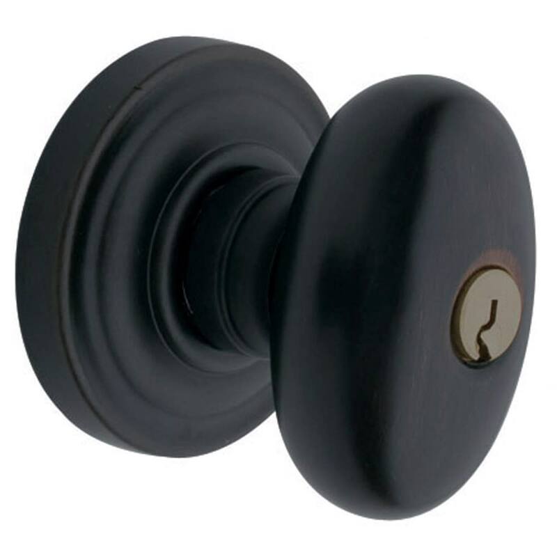 Baldwin Egg Style Keyed Entry Door Knob Set with Classic Rosette the