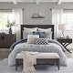 preview thumbnail 28 of 58, Madison Park Signature Essence Oversized Cotton Clipped Jacquard Comforter Set with Euro Shams and Throw Pillows Blue - King