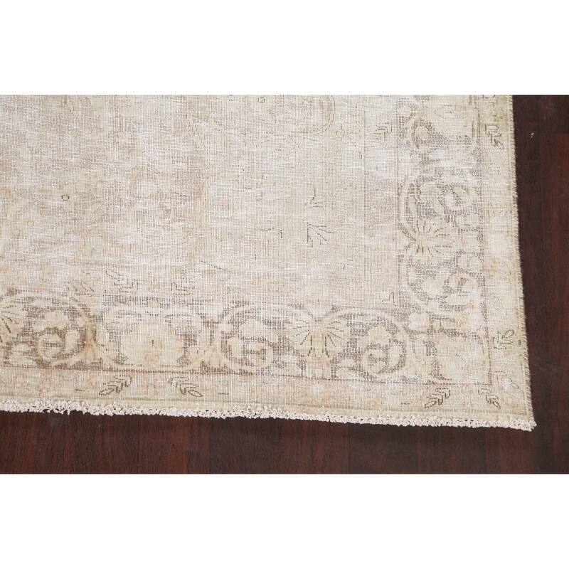 Muted Distressed Kerman Persian Area Rug Wool Hand-knotted Carpet - 6'3" x 9'11"