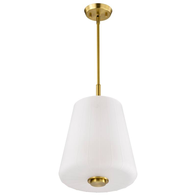 Lune 3 Light Pendant Vintage Brass Finish Etched White Glass - Vintage Brass